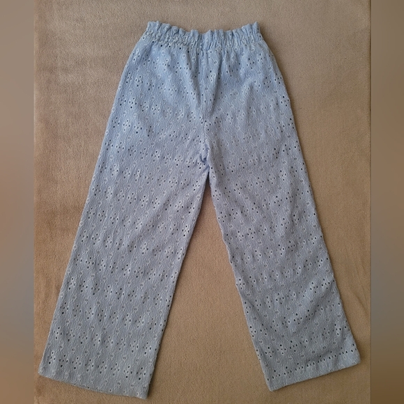 Zara Girl Eyelet Light Blue Wide Fit Pants Size 11-12 - Picture 4 of 4